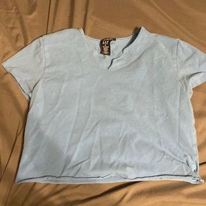 Plain blue short sleeved GAP crop top